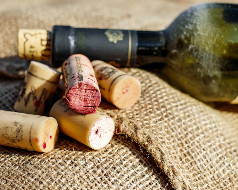 wine bottle with cork out of it